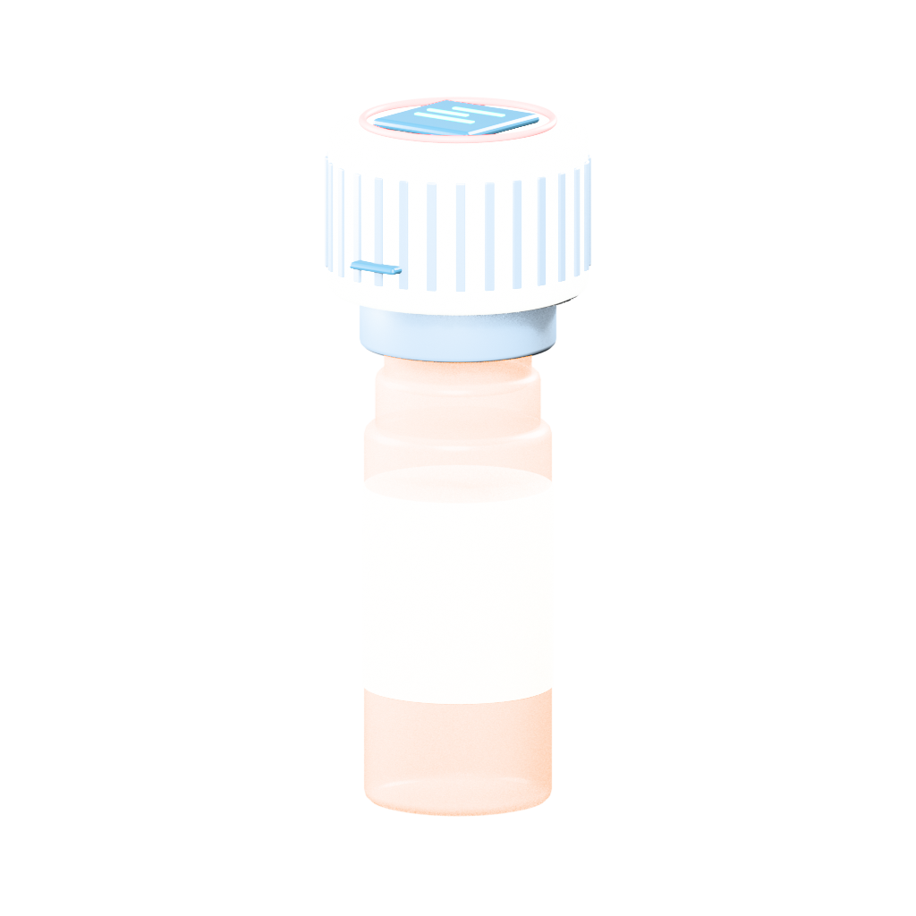 Warm-white smart reminder cap mounted on an amber prescription bottle